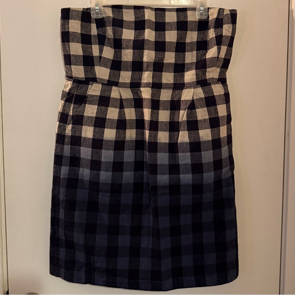 GAP Linen Checkered Strapless Dress